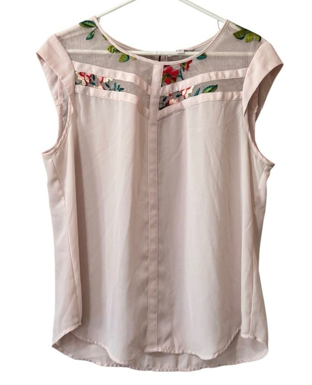 Candies Women Size XL Cap Sleeve Sheer Floral Mesh Top Blouse Cottagecore Chic